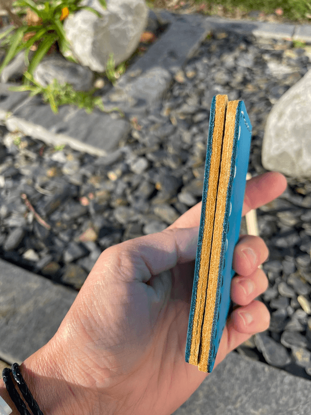 Porte-cartes double turquoise/jaune