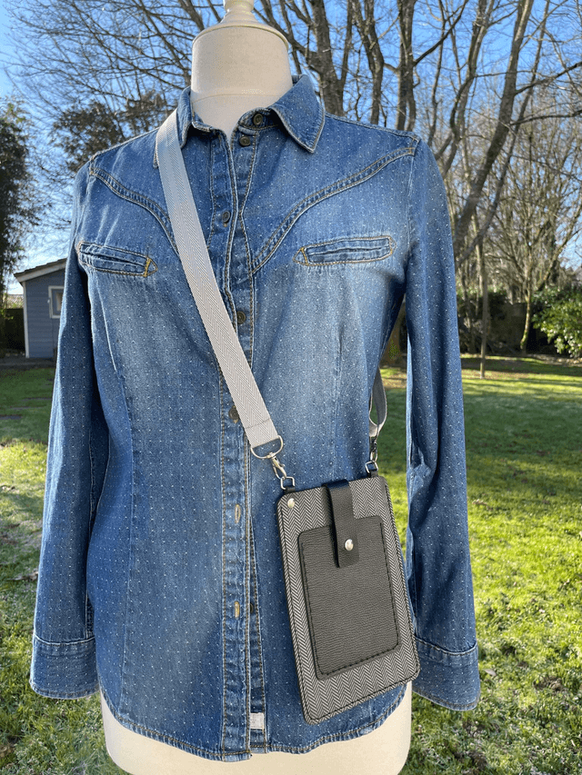 Sac bandoulière gris chevron/noir
