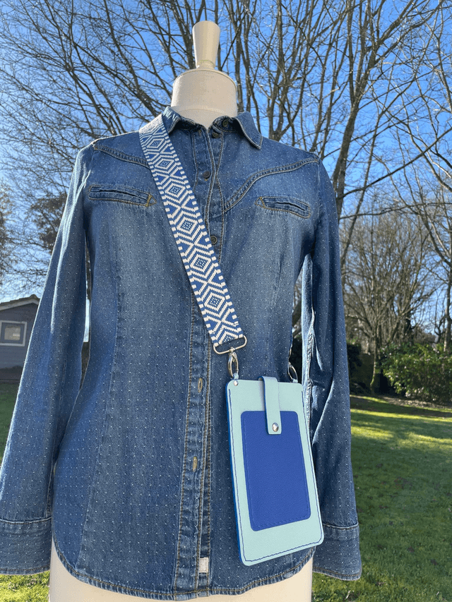 Sac en bandoulière vert d'eau/bleu électrique