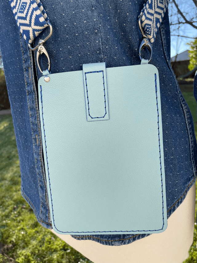 Sac en bandoulière vert d'eau/bleu électrique