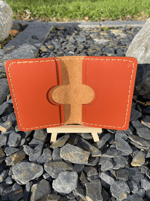 Porte-cartes double camel/brique
