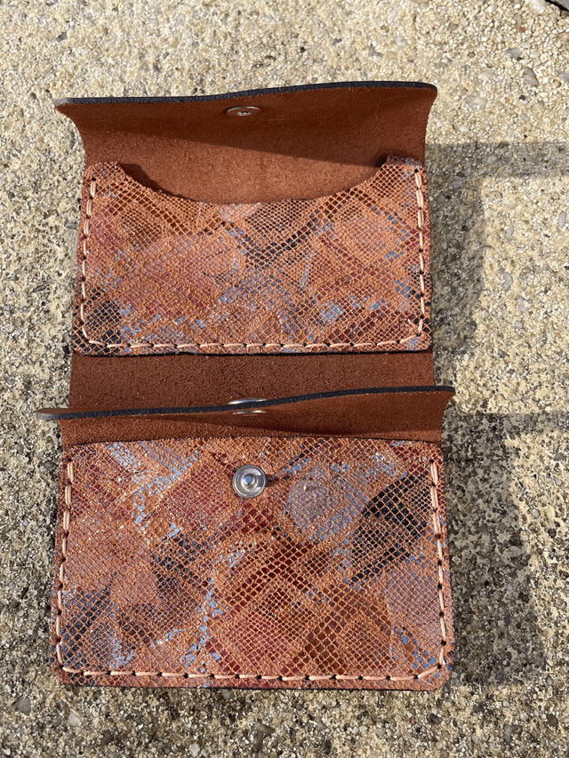 Porte-cartes/porte-monnaie marron motif pailleté