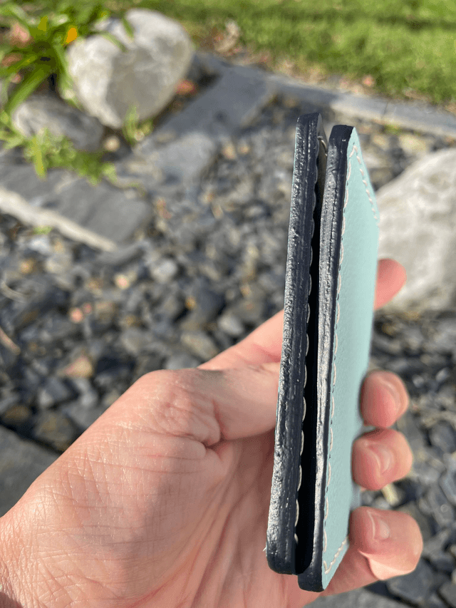 Porte-cartes double vert d'eau/bleu pétrole