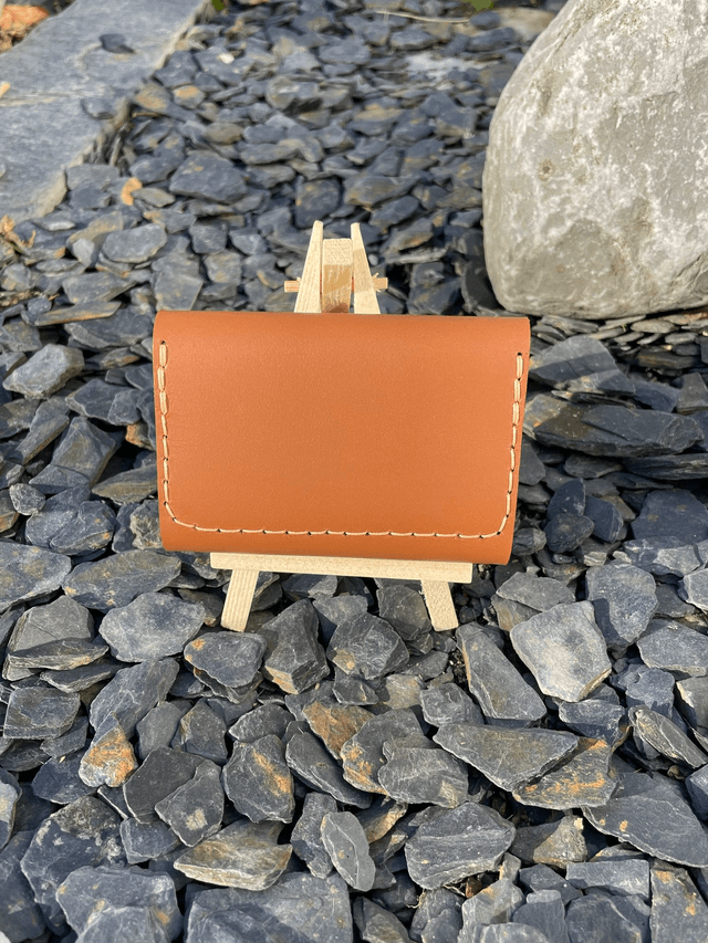 Porte-cartes/porte-monnaie marron motif pailleté