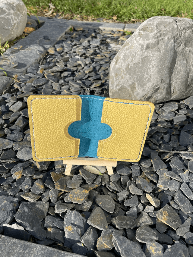 Porte-cartes double turquoise/jaune