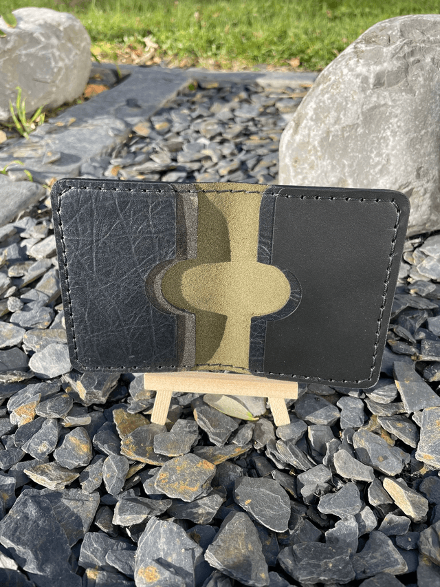 Porte-cartes double kaki nubuck/noir