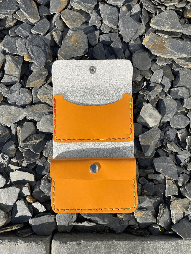 Porte-cartes/porte-monnaie gris beige/orange