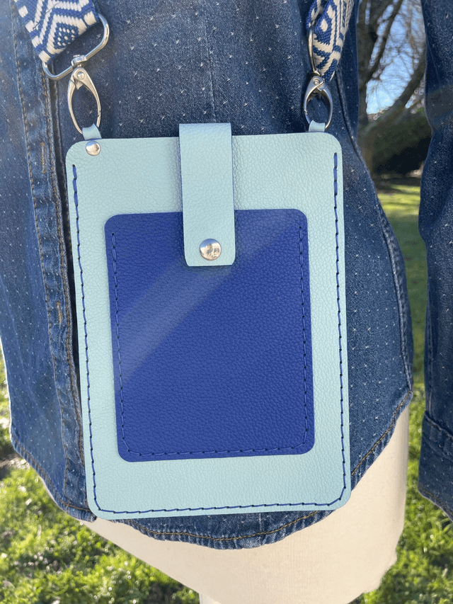 Sac en bandoulière vert d'eau/bleu électrique