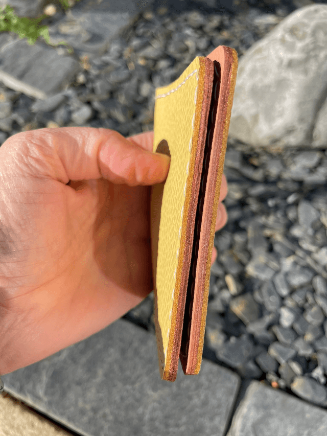 Porte-cartes double jaune/vieux rose
