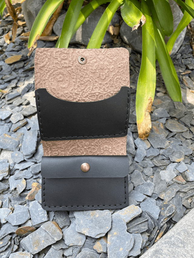 Porte-cartes/porte-monnaie marron/noir