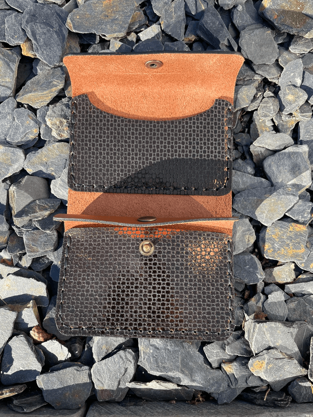 Porte-cartes/porte-monnaie marron avec motif brillant