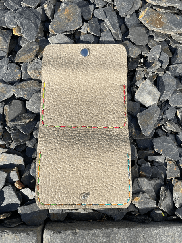Porte-cartes/porte-monnaie gris beige/orange