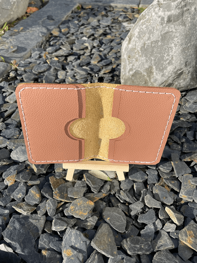 Porte-cartes double jaune/vieux rose