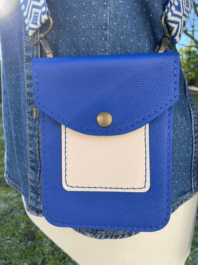 Sac en bandoulière pour smartphone bleu électrique/vanille