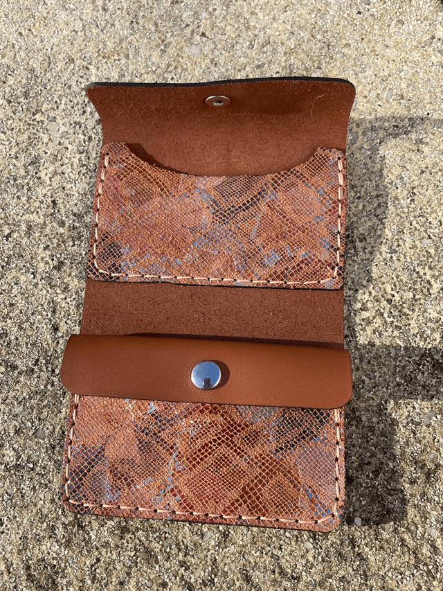 Porte-cartes/porte-monnaie marron motif pailleté