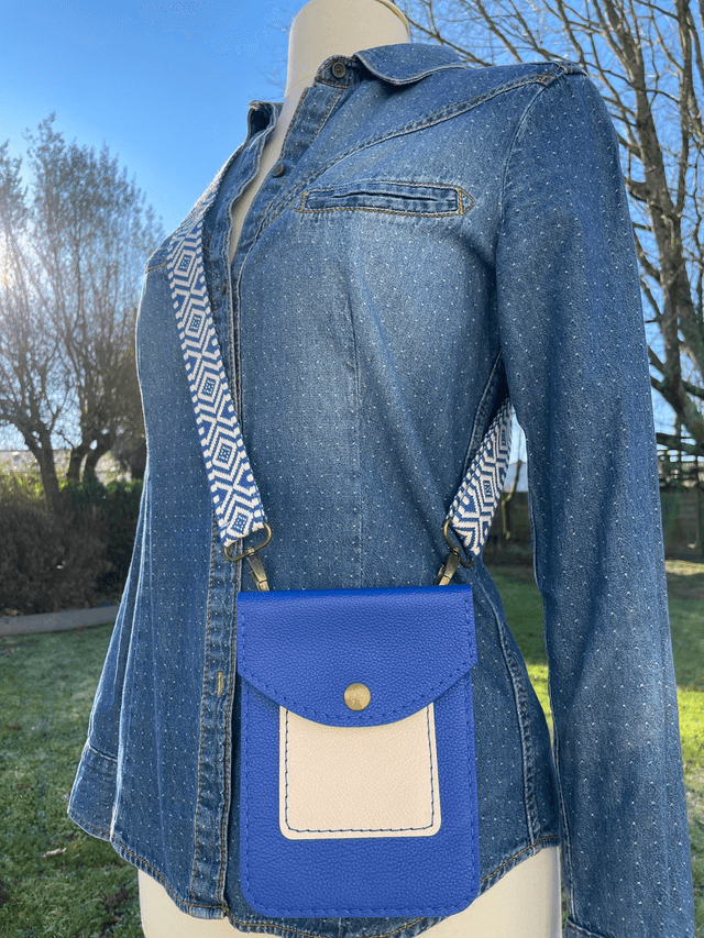 Sac en bandoulière pour smartphone bleu électrique/vanille
