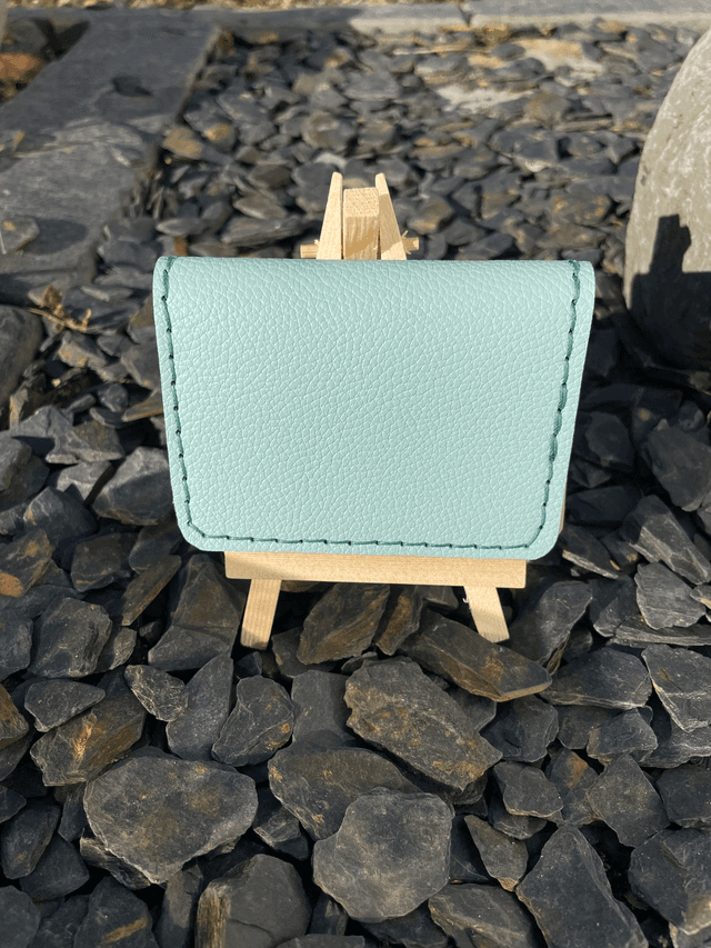 Porte-cartes double vert d&#039;eau/beige