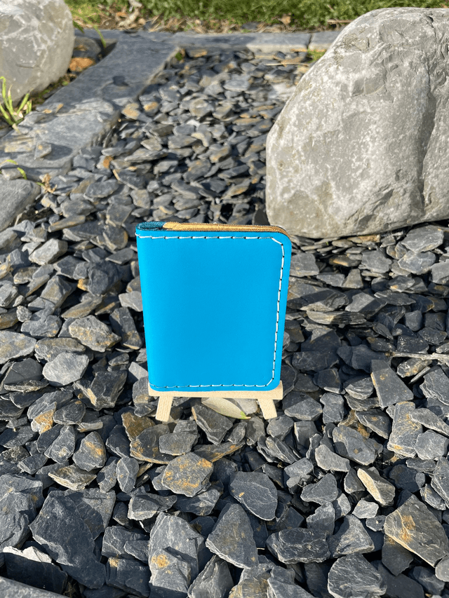 Porte-cartes double turquoise/jaune